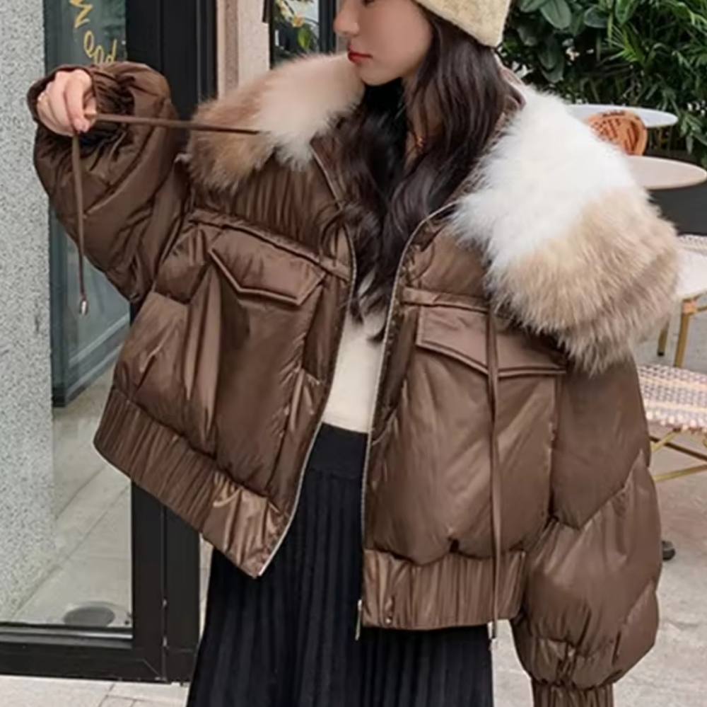 White Goose Down Coat Real Fox Fur Collar Coat Thick Fashion 2025 New Winter - Picture 10 of 12
